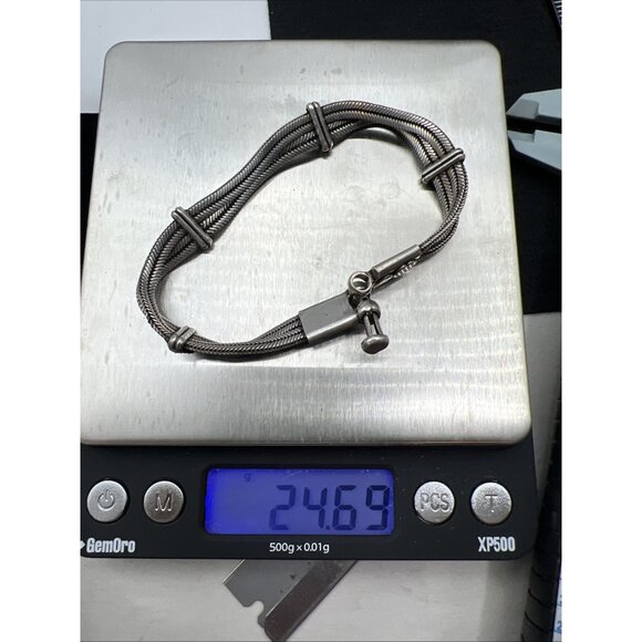 Vintage Sterling Silver Rajasthan India Wheat Link Bracelet 7" Pin Clasp 24.6g - Picture 15 of 16